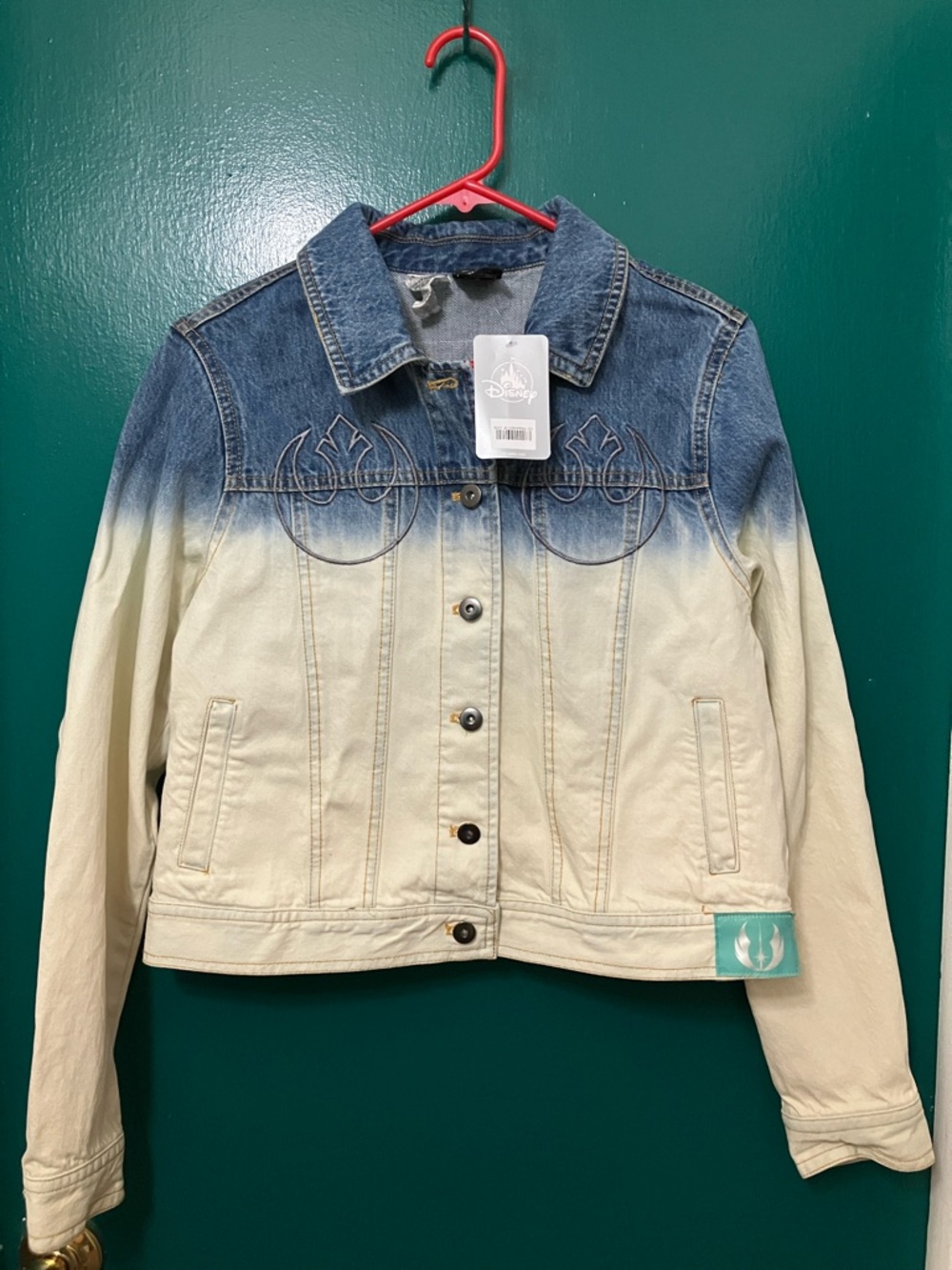 NEW Disney Star Wars Ombre Denim Cropped Jean Jacket